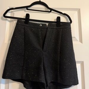 STATE Black Tweed High-Waist Skort with Metallic Flecks